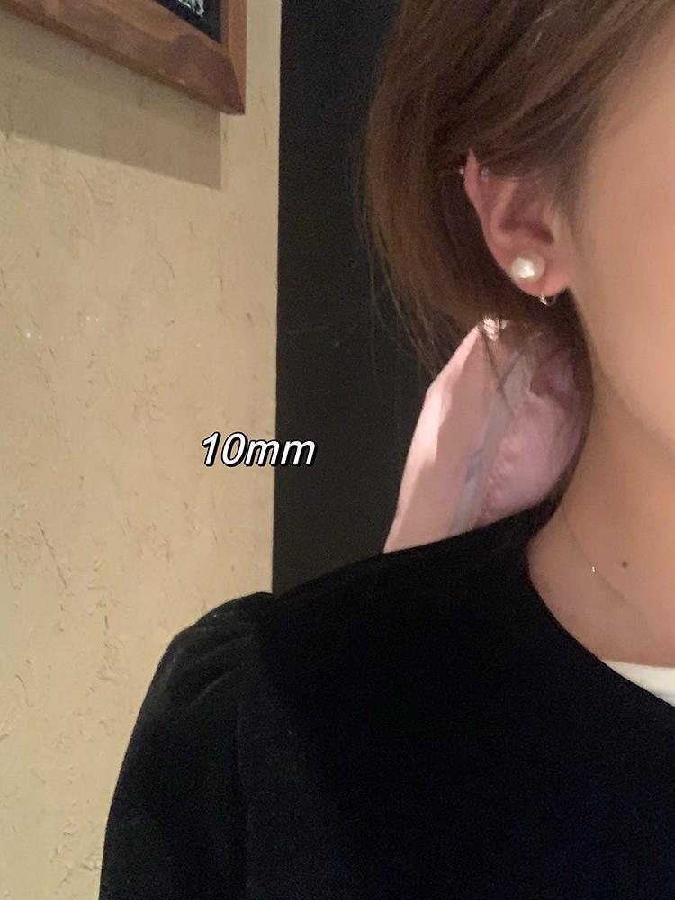 Shijia Graue Perle Runde Ohrringe: Retro Französisches Design, Eleganter Allround-Schmuck für Frauen