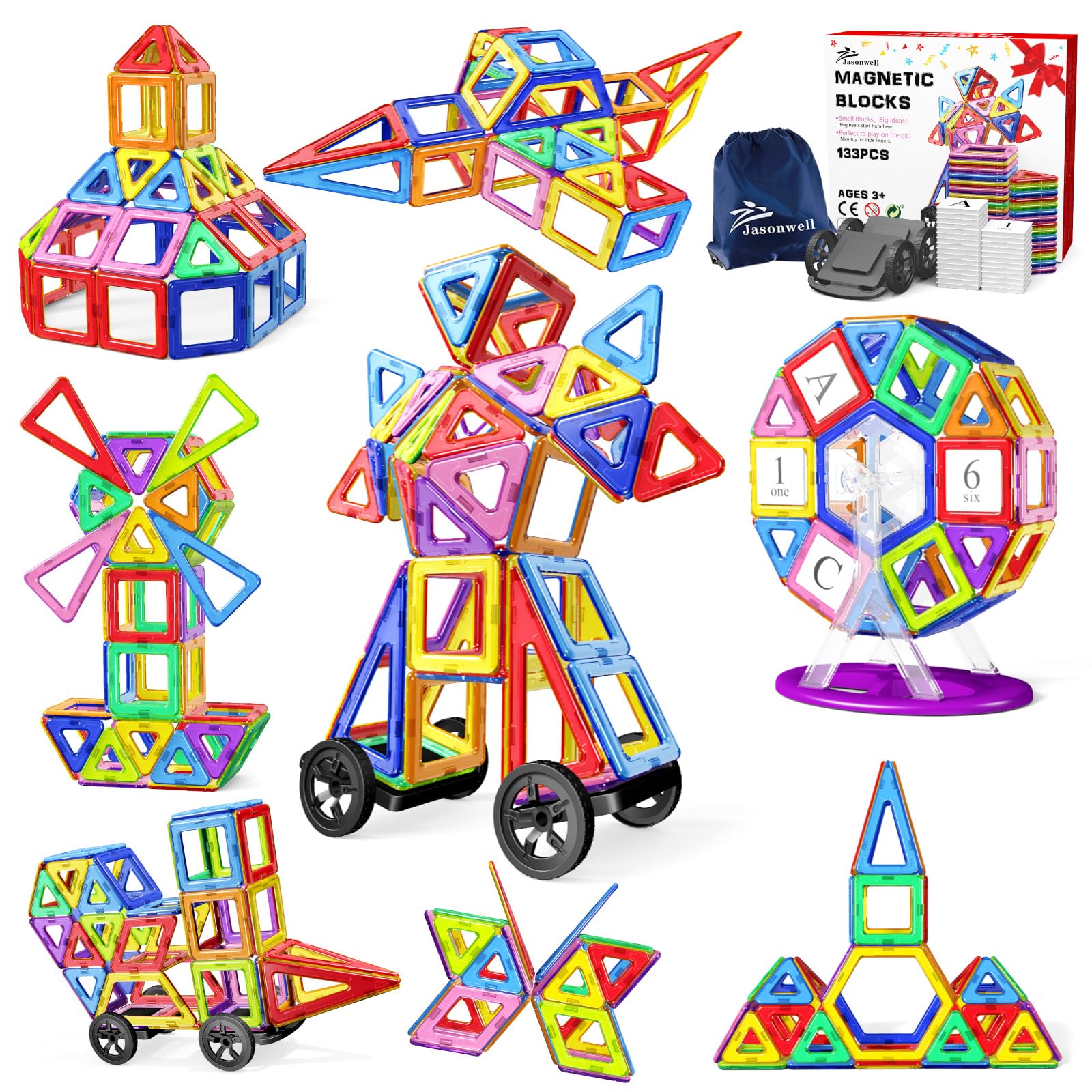 

Jasonwell 133pcs Magnetic Magnetic Toy for Educational Toy for Toddlers and Japanese 3D Puzzle Model Building Birthday Christmas Gift Number Cards and