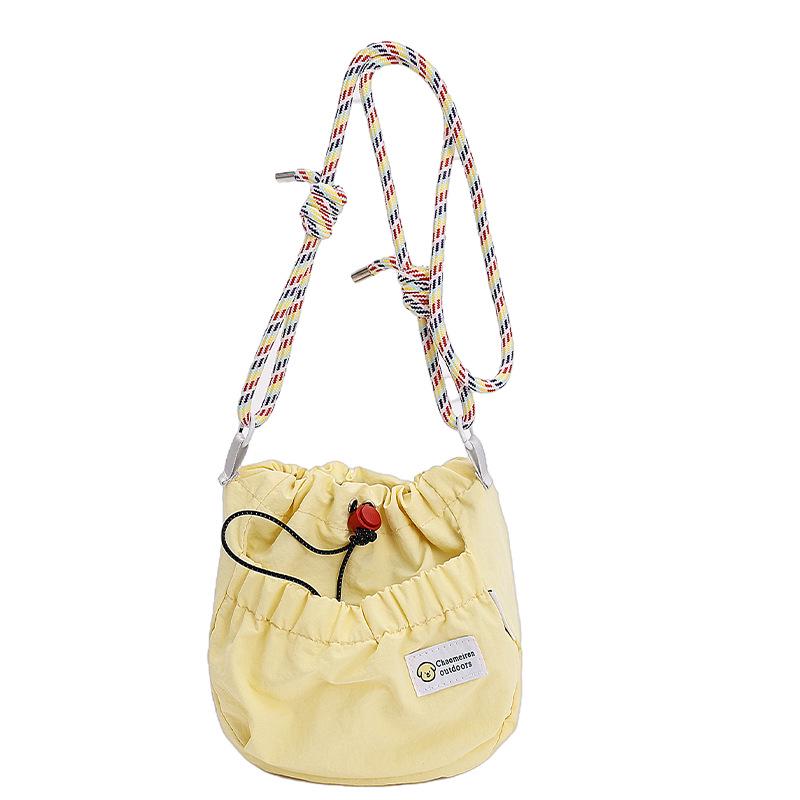 Korean Style Crossbody Bucket Bag - New 2026 Pleated Drawstring Sport Bag, Versatile Casual Women s Accessory жёлтый