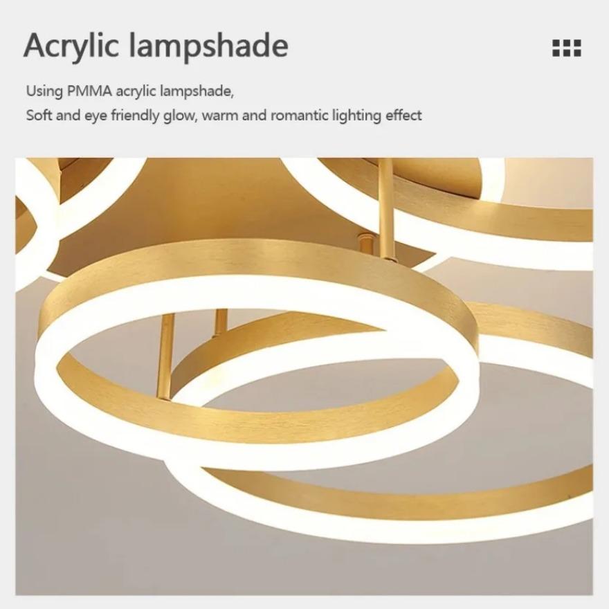 LED Chandelier Modern Creative Luxury Circular Dimmable Ceiling Light Villa Living Room Dining Room Interior Decoration Light