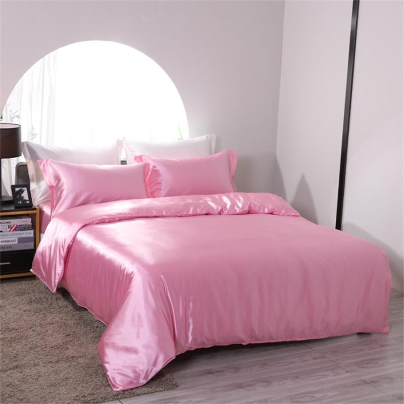 Luxury Mulberry Silk Bedding Set with Duvet Cover Fitted/Flat Bed Sheet Pillowcase Blending Silk Sheet Set Silky Satin Bedsheet