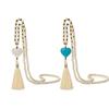 Artistic Retro Inspired Statement Necklace Sweater Chain Jewelry With Imitation Turquoise And Wood Bead Accent