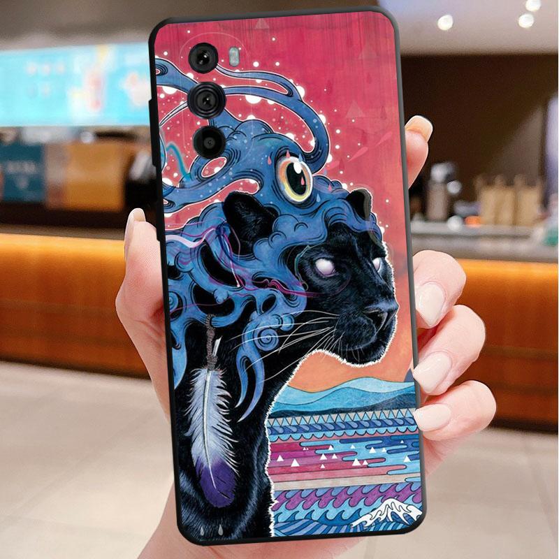 Case For Motorola Edge 50 40 Pro 60 50 40 30 Ultra Neo Fusion G85 G72 G53 G54 G84 G13 G32 Ukiyo-e Art Panther Leopard Tiger