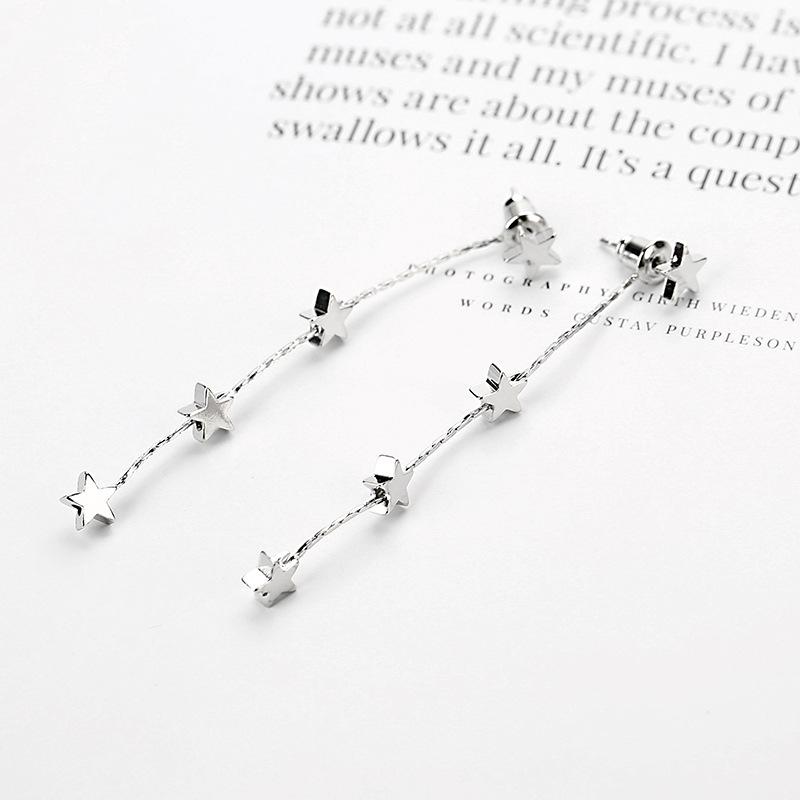 Fashion Glossy Five Pointed Star Long Tassel Earrings For Women Temperament Sweet Exaggerated Dangle Earrings Jewelry