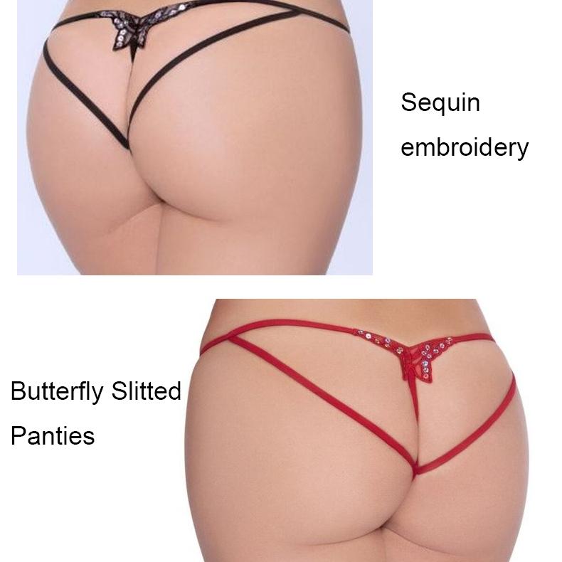 156 Butterfly Lace Embroidery Slitted Panties Women Sexy Perspective Thong