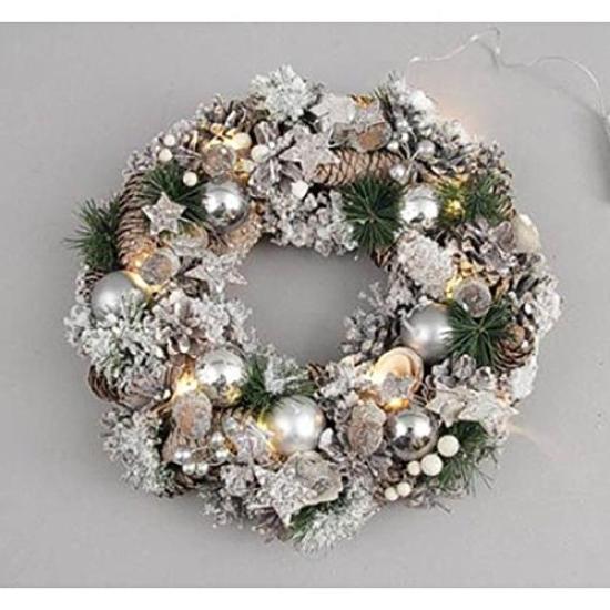 Toyosekisou Christmas Christmas LED Snow 41201 Decoration, Wreath, White,