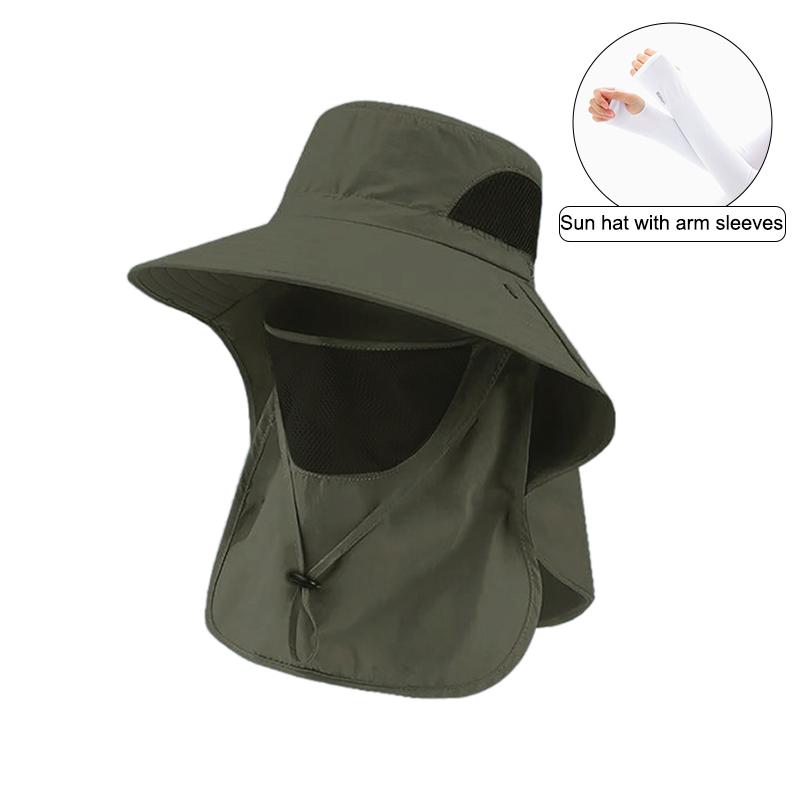 Summer Sun Hats Uv Protection Outdoor Hunting Fishing Cap For Men Women Hiking Camping Visor Bucket Hat Neck Flap Fisherman Hat