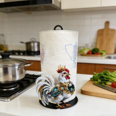 Free Standing Rooster Tissue Holder Ornament Funny Tissue Stand Vertical Napkins Rack Home Decor Tissue Storage Rack Countertop