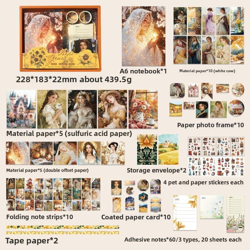 Vintage Scrapbooking Kit Girl Stickers Journaling/Scrapbooking Supplies DIY Collage Creative Decor Material