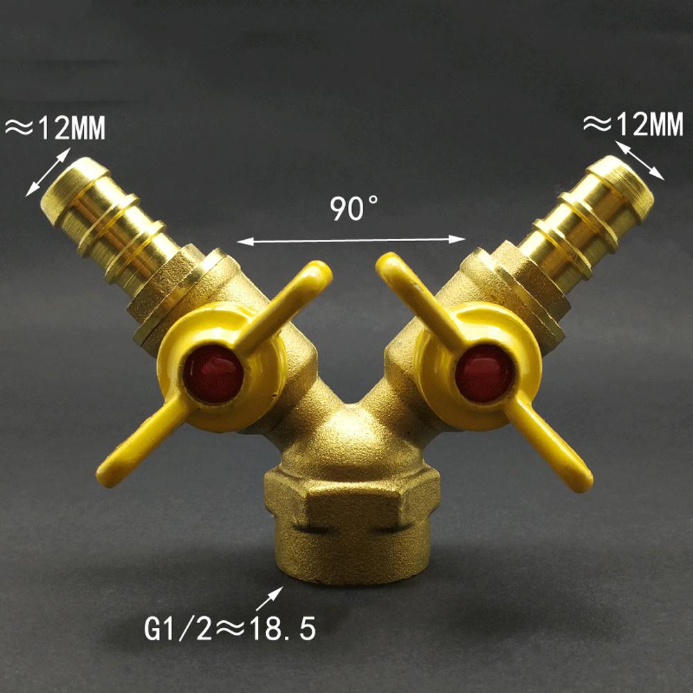 Hose Brab DN15 1/2" BSPP Female To Male Straight Y-type Splitter Brass Ball Valve Air Fuel Gas with Yellow Butterfly Handle