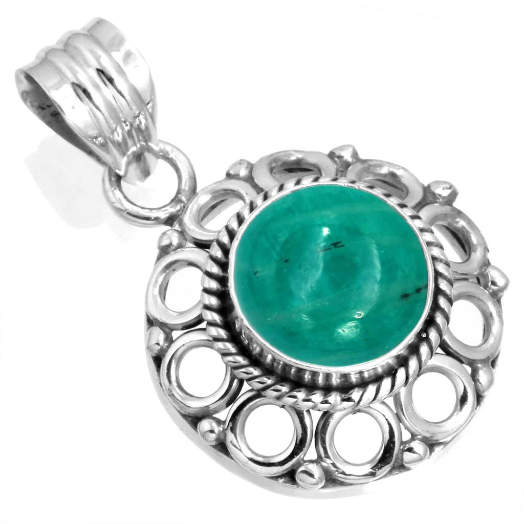 925 Sterling Silver Pendant Women Gemstone Handmade Jewelry Halloween Gift Amazonite Angelite Blue Opal Botswana Agate Mohave Azurite Chrysocolla