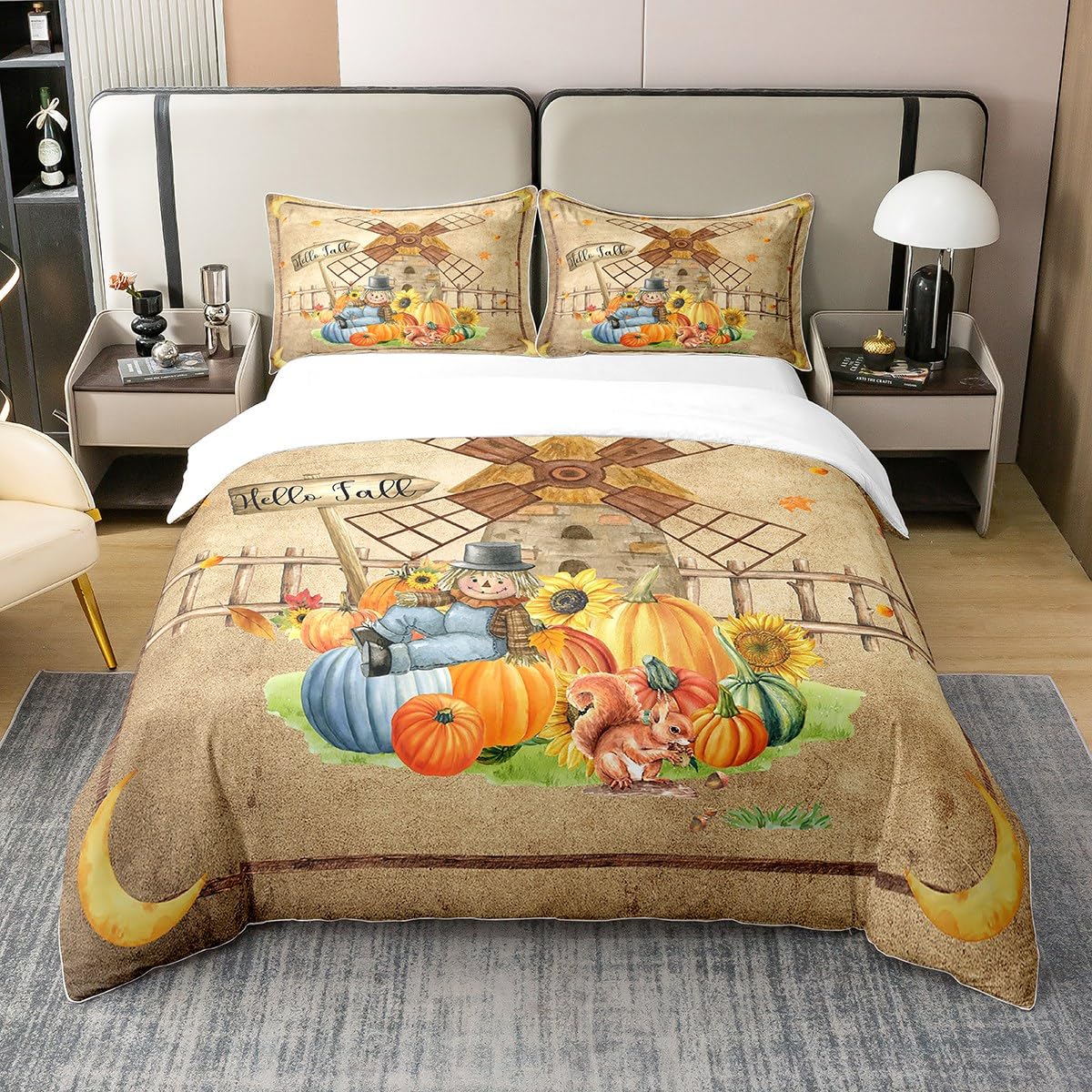 

Scarecrow Duvet Covers for Kids Girls Boys Queen Lightweight Down Quilt Covers Room Decor 2 Pillowcases 1 Duvet Cover No Quilt (135x200cm)