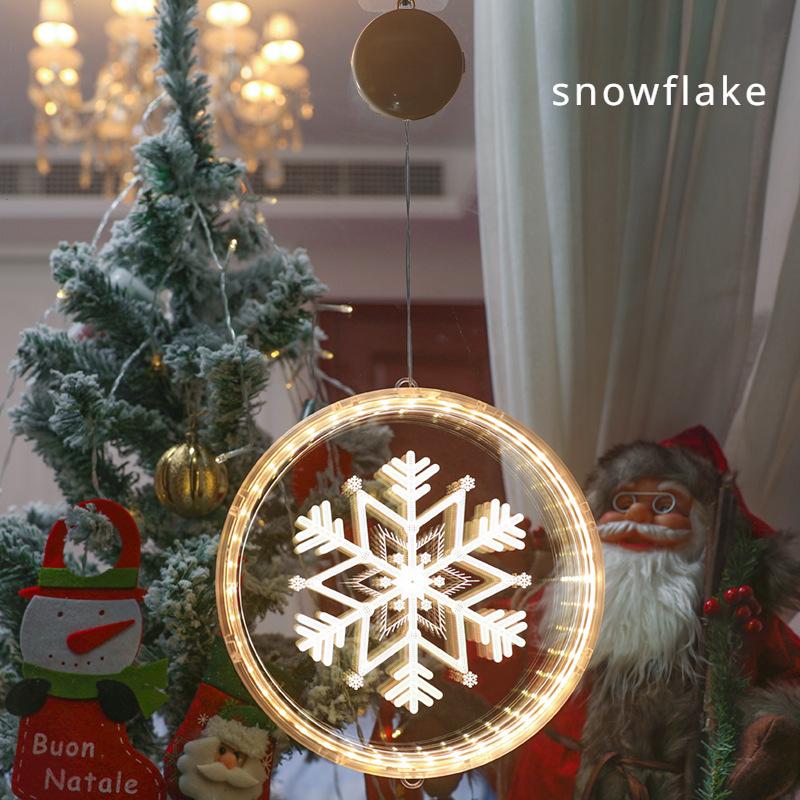 

Рождественские световые гирлянды, 3D подвесные светильники, светодиодные колокольчики, декоративные фонари в виде снежного лося, светильник на батарейках, украшение окна