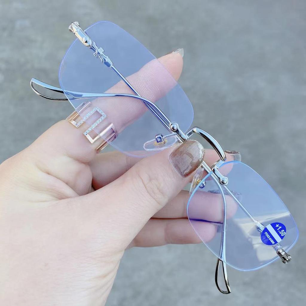2PCS Frameless Anti-blue Light Progressive Glasses For Men Of High Quality For Middle-aged And Elderly People 3303
