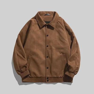 Men's Retro Suede Baseball Jacket - Casual, All-Match, Spring Fashion for Couples and Boys