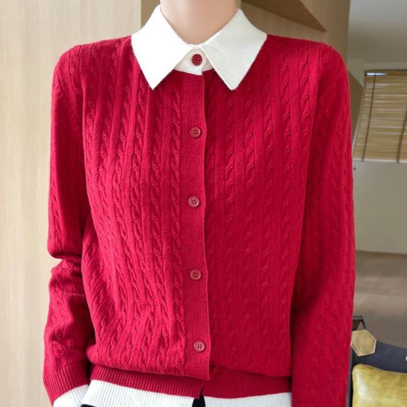 Cárdigan de Punto Falso de Dos Piezas Otoño Invierno Chaqueta Nueva Jersey Top Holgado