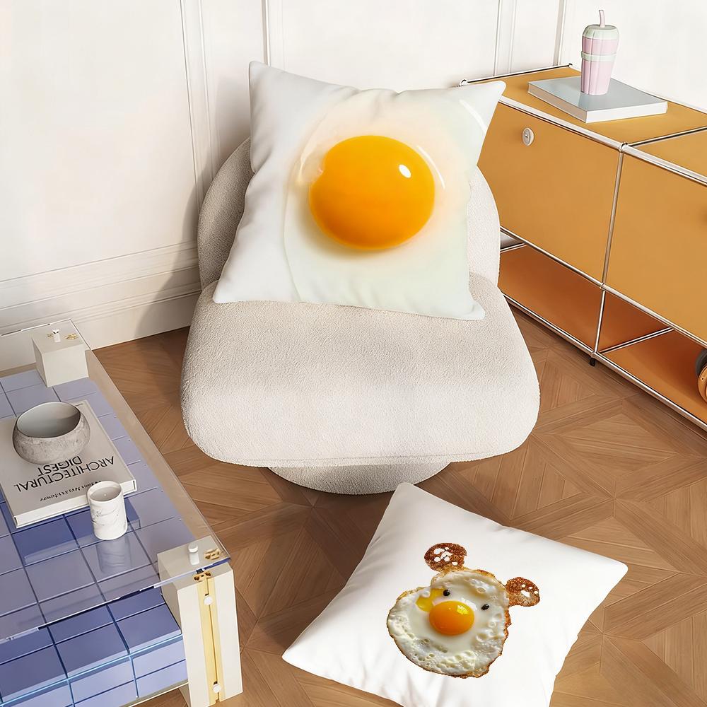 Fun Fried Egg Cute Pillow Case Bedroom Sofa Living Room Backrest Decoration Square Cushion Nap Time