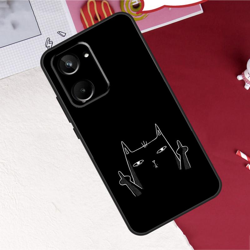 Funny Cute Cat Line Art For Realme 10 11 12 13 14 Pro Plus GT6 GT7 15 Pro C61 C67 C63 C71 C55 C51 C65 C53 C75 Case