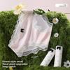Girl Spring and Summer Broken Flower Bow Lace Frivolous Cool Feeling Ice Silk High Bullet Speed Dry Briefs