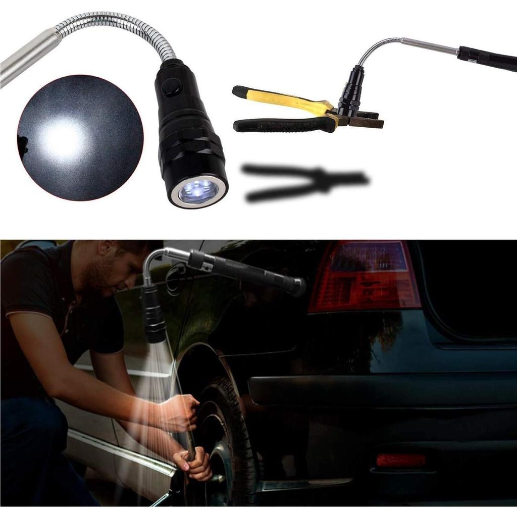 Telescopic Tool LED Magnetic Inspection Mirror, Telescopic Handle 360° Rotatable for Extra Observation