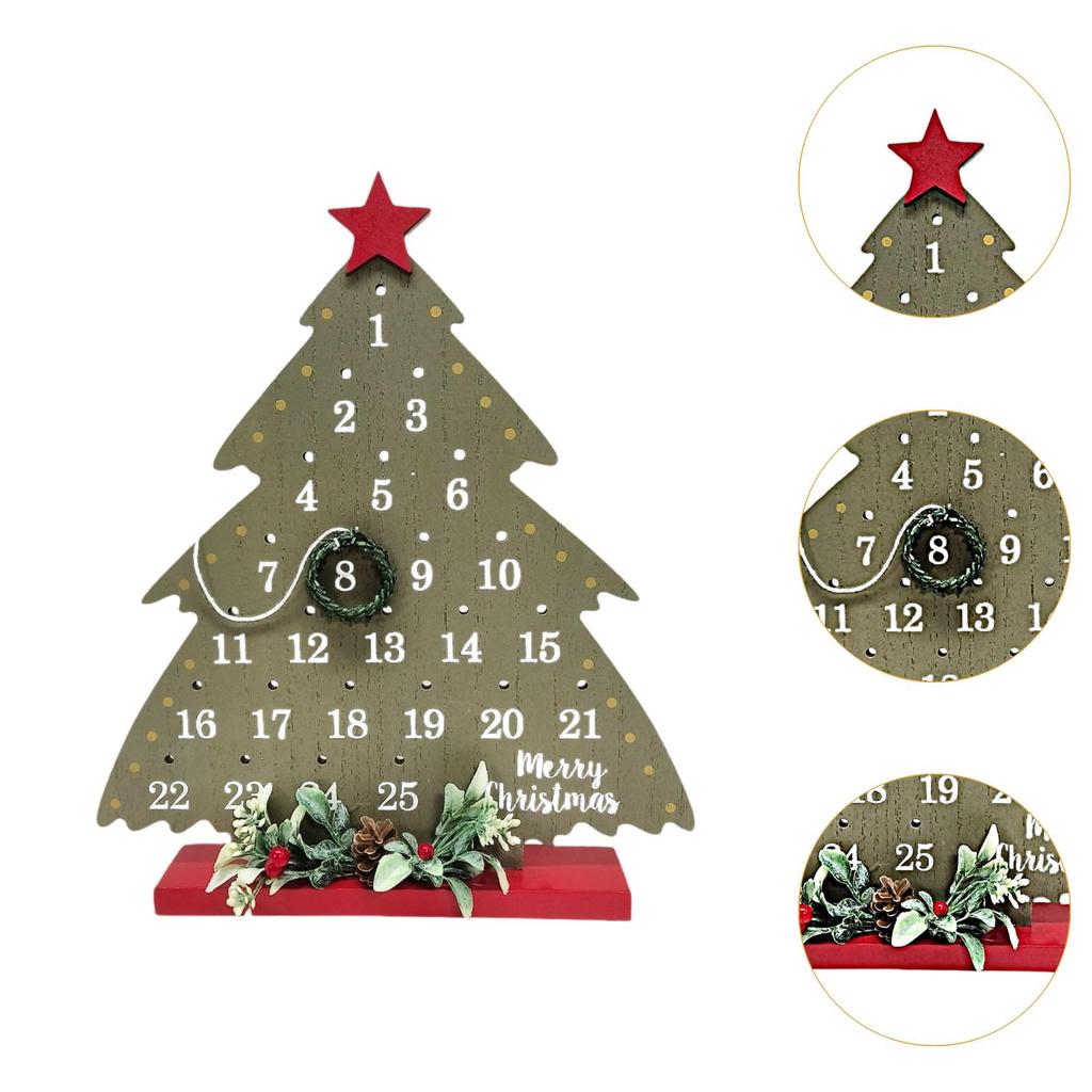 Christmas Countdown Calendar Wooden Holiday Table Decoration Vintage Countdown Christmas Sign Hanging Wall Decoration Crafts