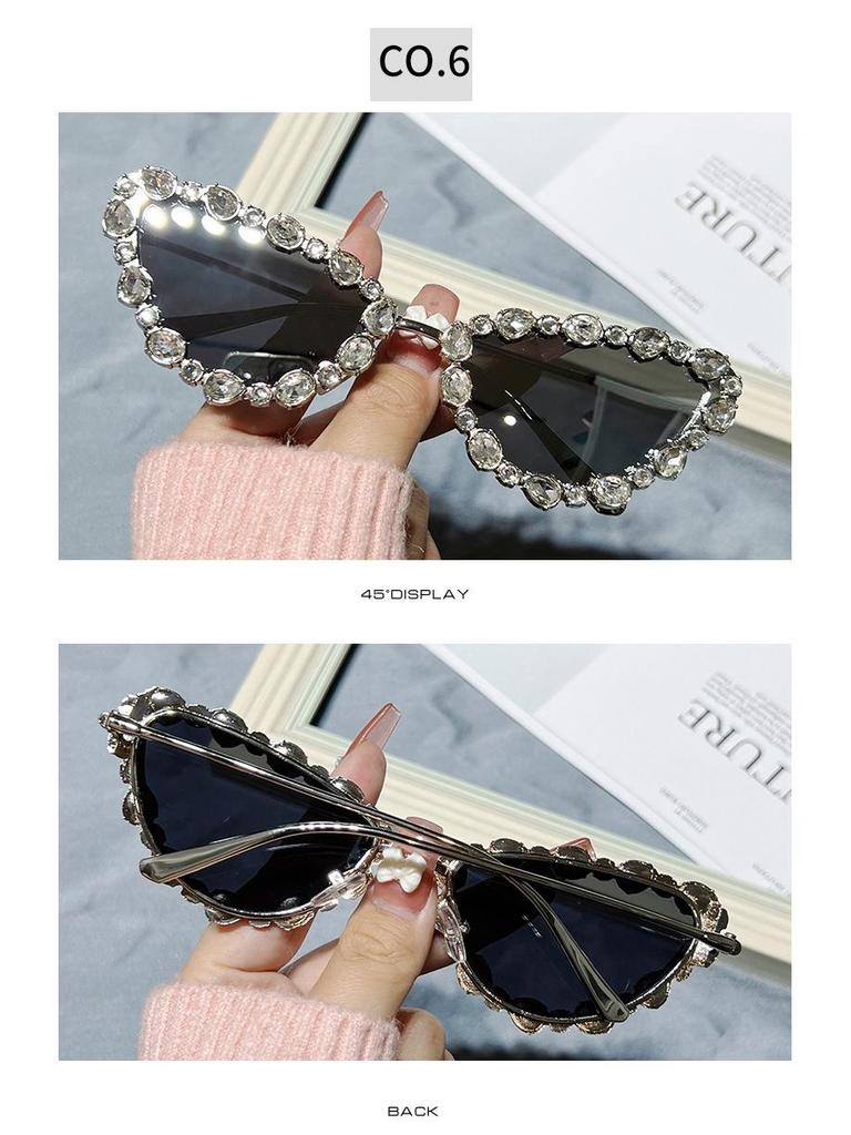 Cat-Eye Geometric Rhinestone Triangle Sunglasses
