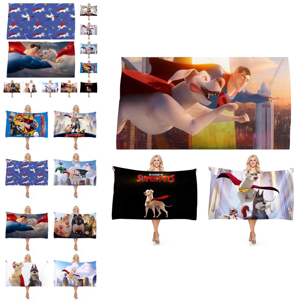 Dc League Of Super-pets Movie Printed Beach Towel For Children And Adults Soft And Absorbent