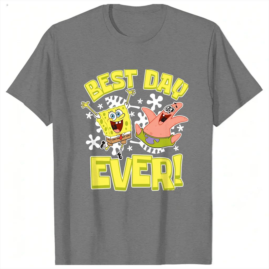 Spongebobs Patrick Best Day Ever Unisex T Shirt Fun Tee Shirt Short Sleeve Round Neck TShirt Cotton Gift Idea Clothing