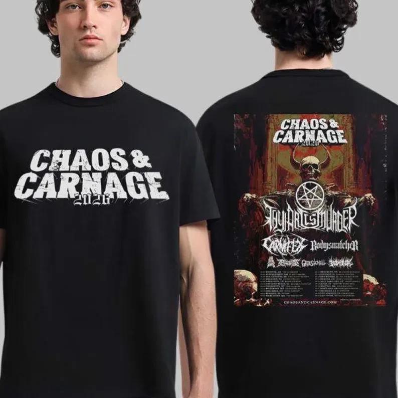 Chaos And Carnage 2026 Фестивальный Тур Полный Состав и Расписание Дат Двусторонняя Футболка 3XL