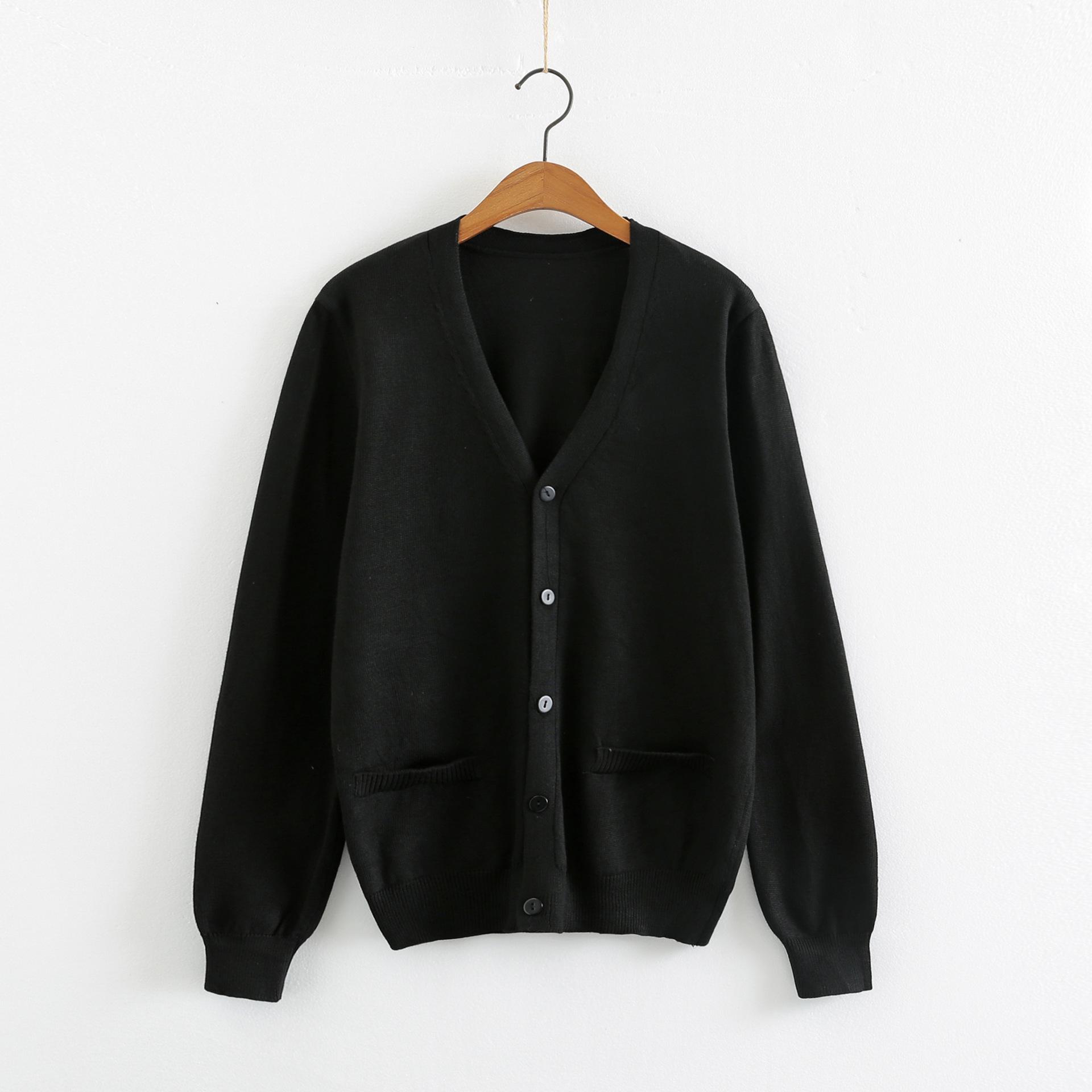 

Аутентичный кардиган свитер JK Uniform однотонный с имитацией карманов, длинный рукав, осенне-зимний костюм для студенческих выступлений. S