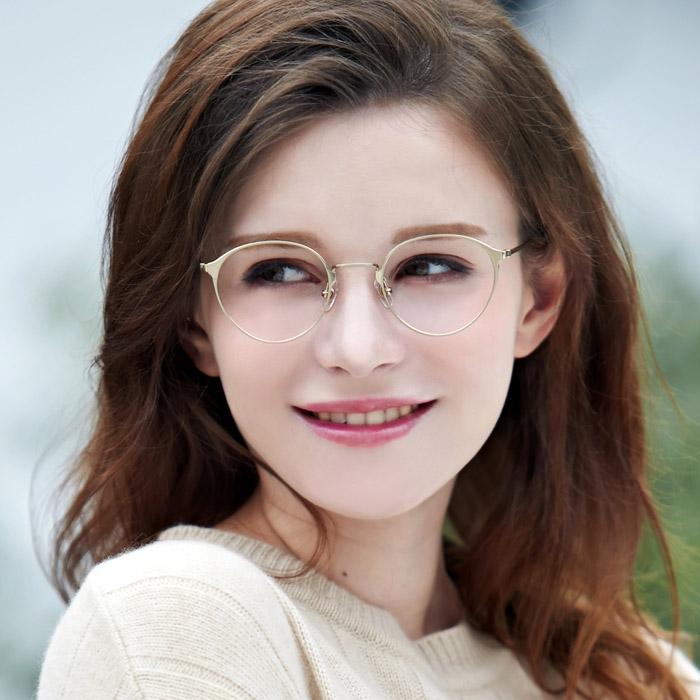 Eonadeoluteu Titanium Eyeglass Frame Charme 7G Round Lightweight Glasses Gold Frame Wire Frame