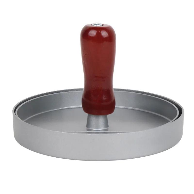 Burger Press Patty Maker, Stainless Steel Hamburger Patty Press Mold with Wood Handle