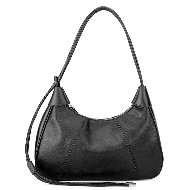 Vintage Soft Cowhide Leather Hobo Bag Women, Retro Crescent Underarm Shoulder Bag, Adjustable Strap Casual Daily Handbag