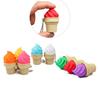 Ice Cream Cone Fidget Keychain 3D Printed Stress Relief Toy with Mechanical Keyboard Clicker Portable Decompression Gadget for Backpack Bag Keys Fun