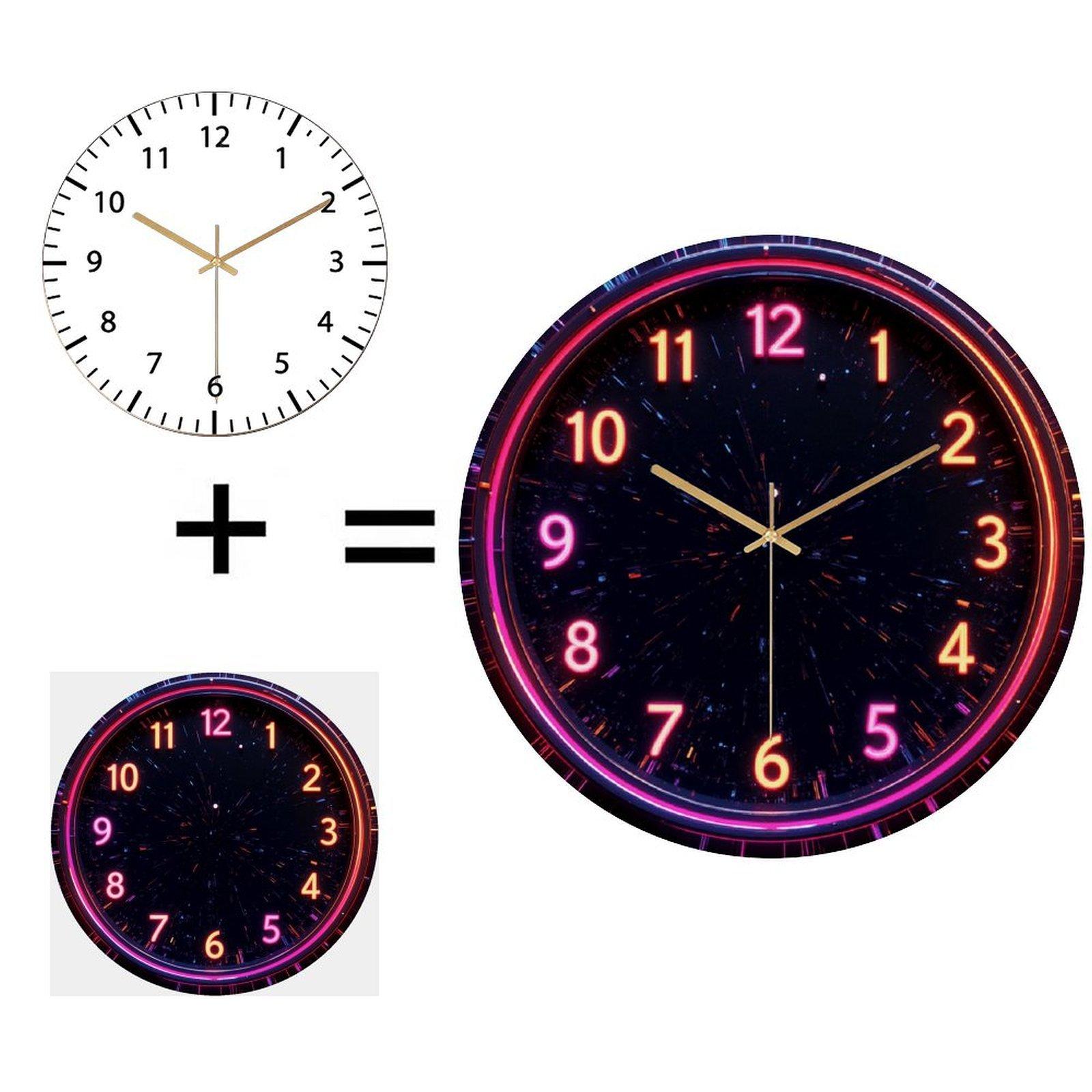 Clear Glass Round Clock 30x30cm Personalized Text Silent Operation Modern Wall Decor 12 in(30.48cm)