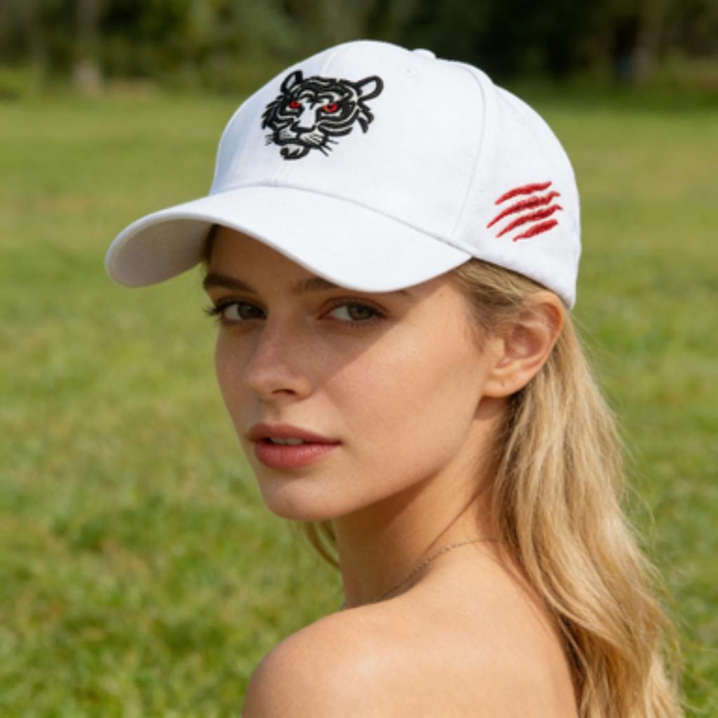 Tiger Embroidery Baseball Cap For Men Women Red Claw Mark Hip Hop Streetwear Adjustable Dad Hat Outdoor Sun Hat
