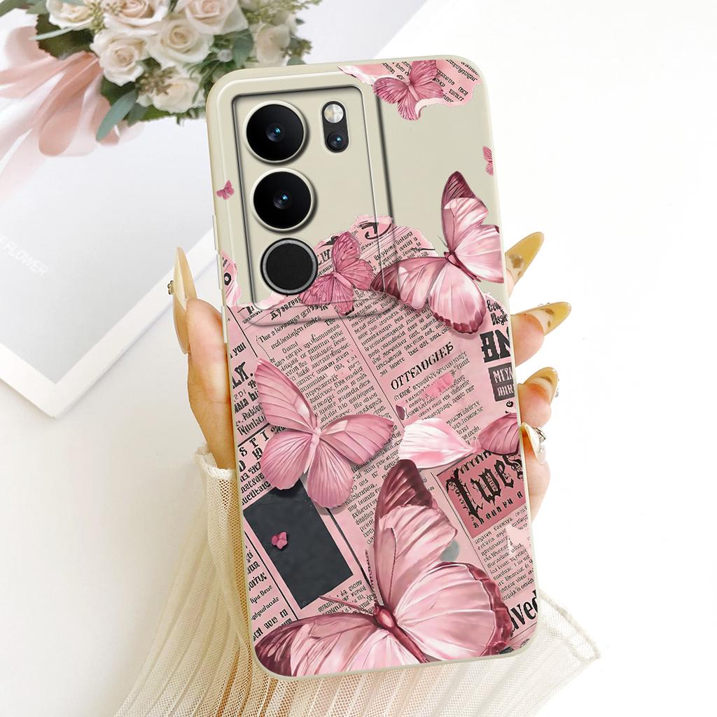 For Vivo V29 V29Pro Cute Cat Flower Cartoon Phone Case For Vivo V 29 V29 Pro V2250 V2251 Shockproof Soft Silicone Covers Bumpers