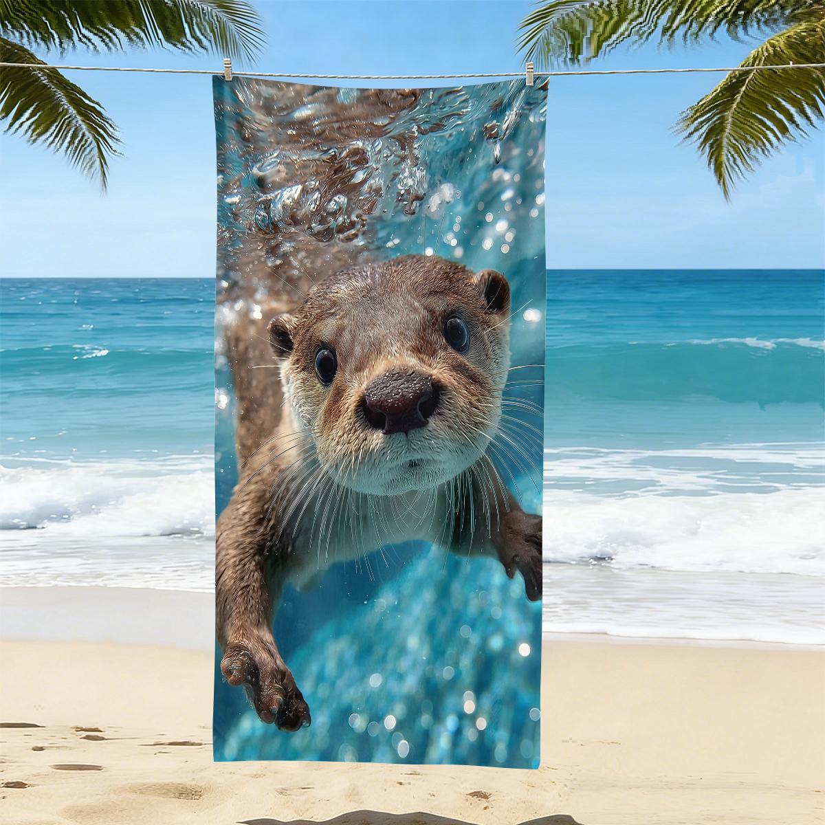 Jmg Household Supplies Unisex 1Pc Cute Otter Printed Beach Towel, Towel, Anti Sand, Absorbent, Quick Drying Swimming Towel (Single-Sided Printed)