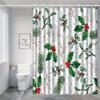 1pc Fresh Christmas pine branch pattern shower curtain, polyester fabric, machine washable, suitable for bathroom decoration