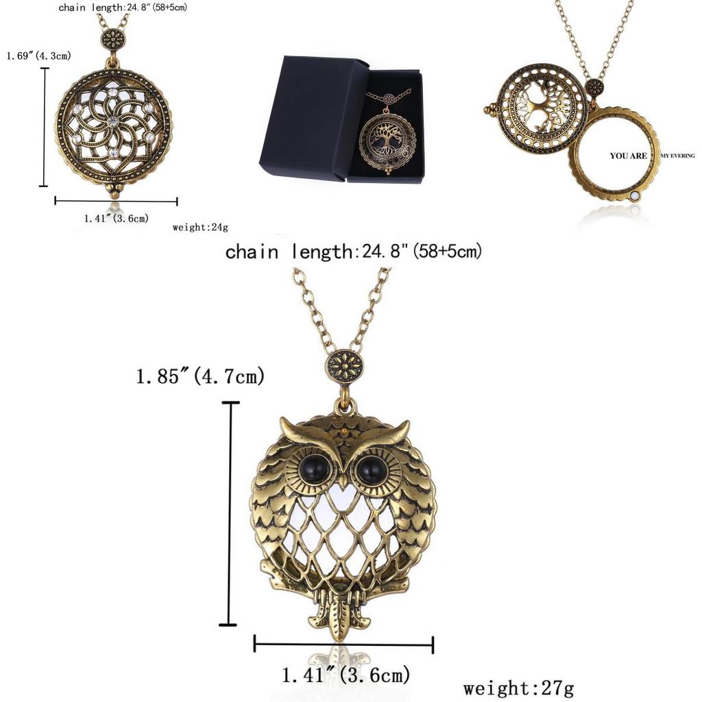 Vintage Magnifying Tree Pendant Necklace With Alloy Material For Stylish Women And Men