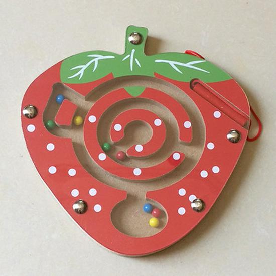 Children's Magnetic Maze Wooden Toy - Bead Rolling Educational Game with Pen Control