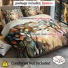 Juego de Colcha Estampada con Hojas de Pintura al Óleo Coloridas de 3 Piezas - Incluye 1 Funda de Colcha y 2 Fundas de Almohada (sin Relleno)