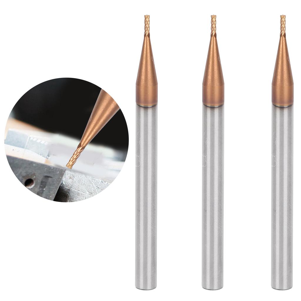 3Pcs 4 Flutes Milling Cutter Tungsten Steel CNC End Mill Woodworking Cutting Tool 1x50x4T