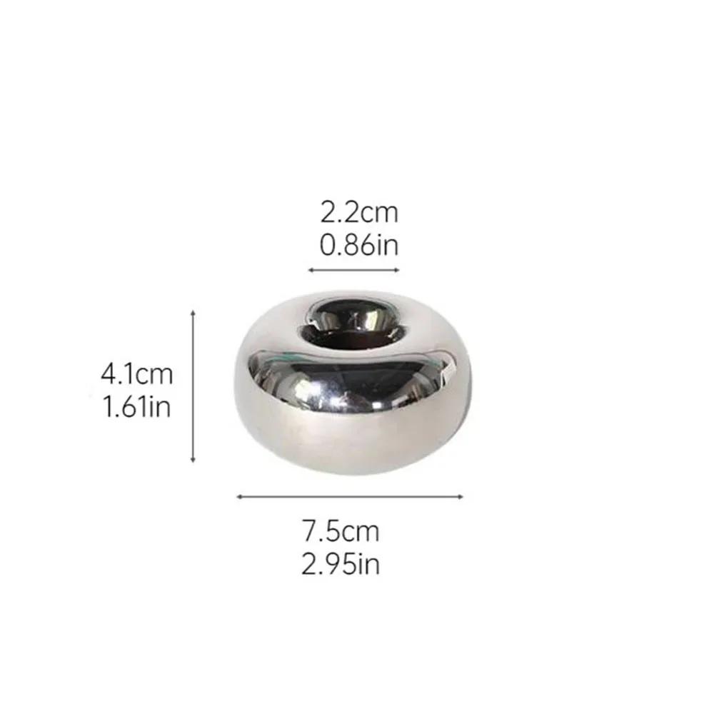

Circular Ceramic Candle Holder Silvery Modern Candlestick Desktop Decor New Minimalist Aromatherapy Home Office Decoration Gifts