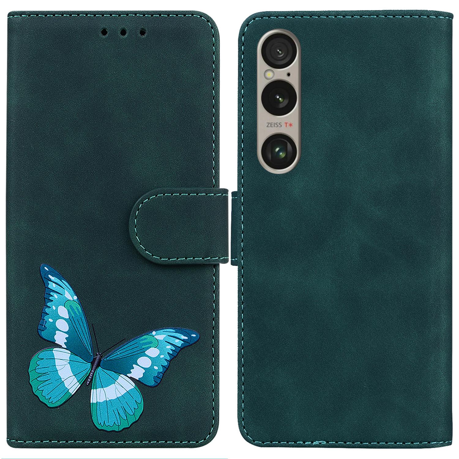 

For Sony Xperia 1 VI Case Butterfly Leather Wallet Phone Cover Mobile Accessories Wholesale Green