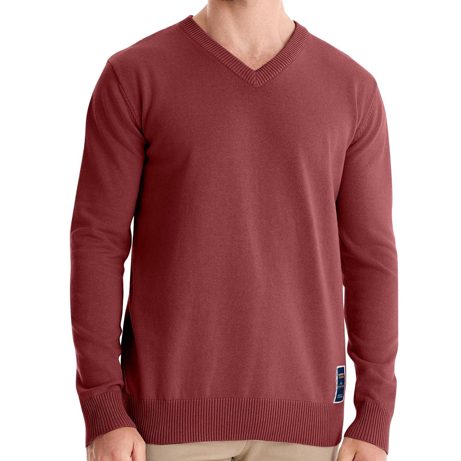 

Мужской осенний свитер с V-образным вырезом и длинными рукавами, однотонный свитер мужского свободного покроя с круглым вырезом XL красный