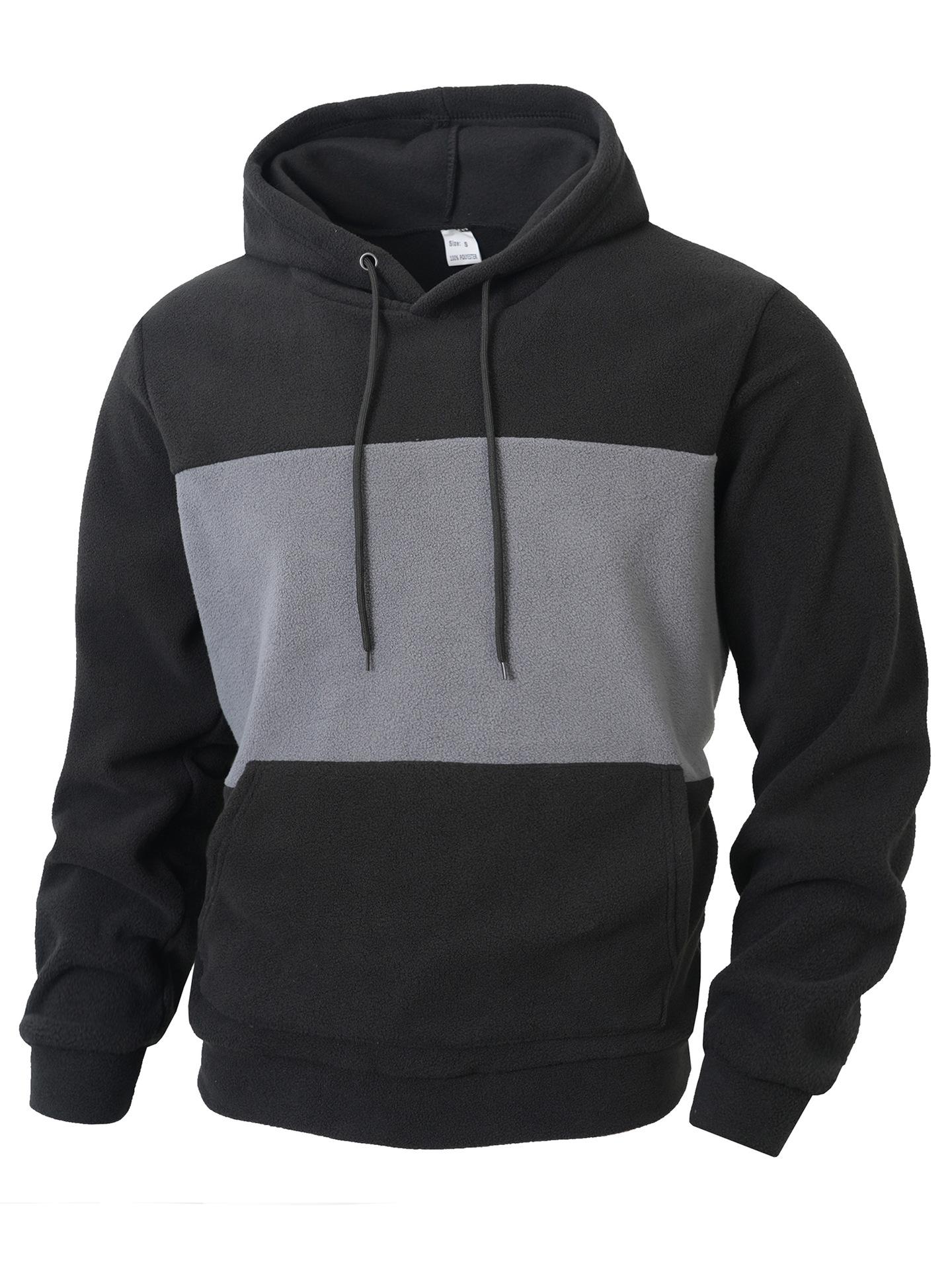 Men s Autumn/Winter Fashion Color Block Hoodie - Casual European/American Style Sweatshirt XXL