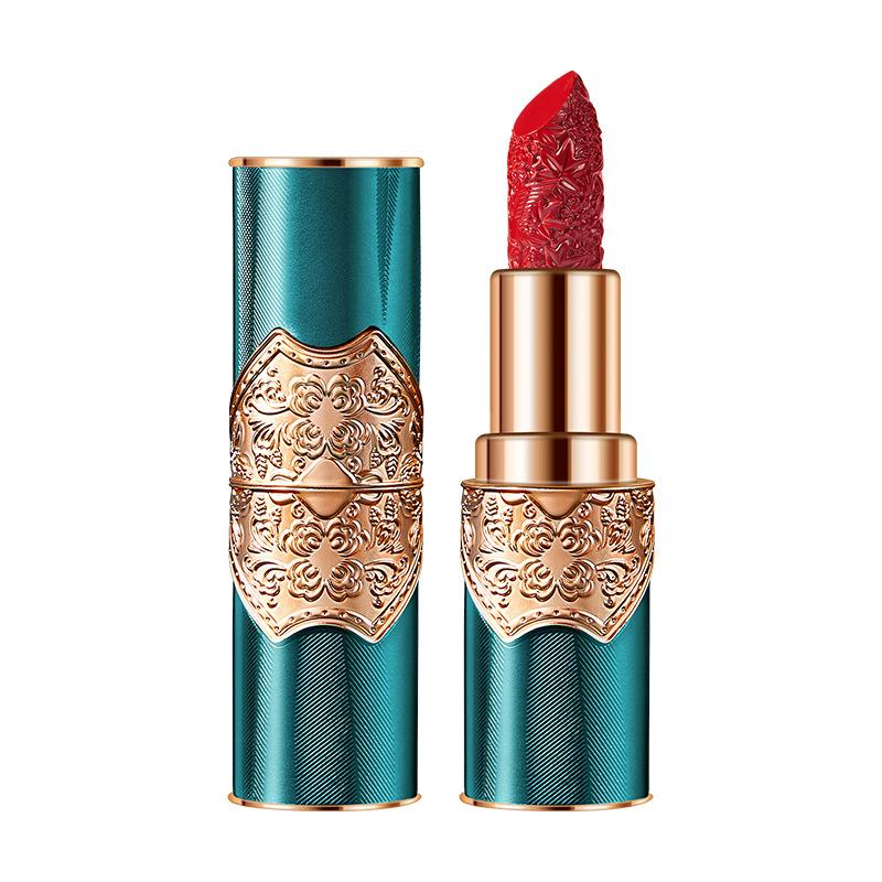 1 Stück Retro Gravierter Lippenstift Samtmatte Oberfläche Feuchtigkeitsspendend und Langanhaltend Nicht abfärbend Nicht leicht zu verblassen Lippenstift Lippenstift Lippenstift