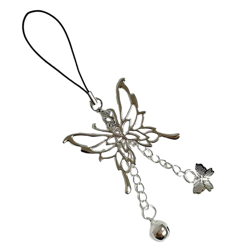 Trendy Anime Keyring Phone Chain Charm Trendy Phone Strap Chain Accessory Cosplay Keyring with Butterfly Bell Pendant