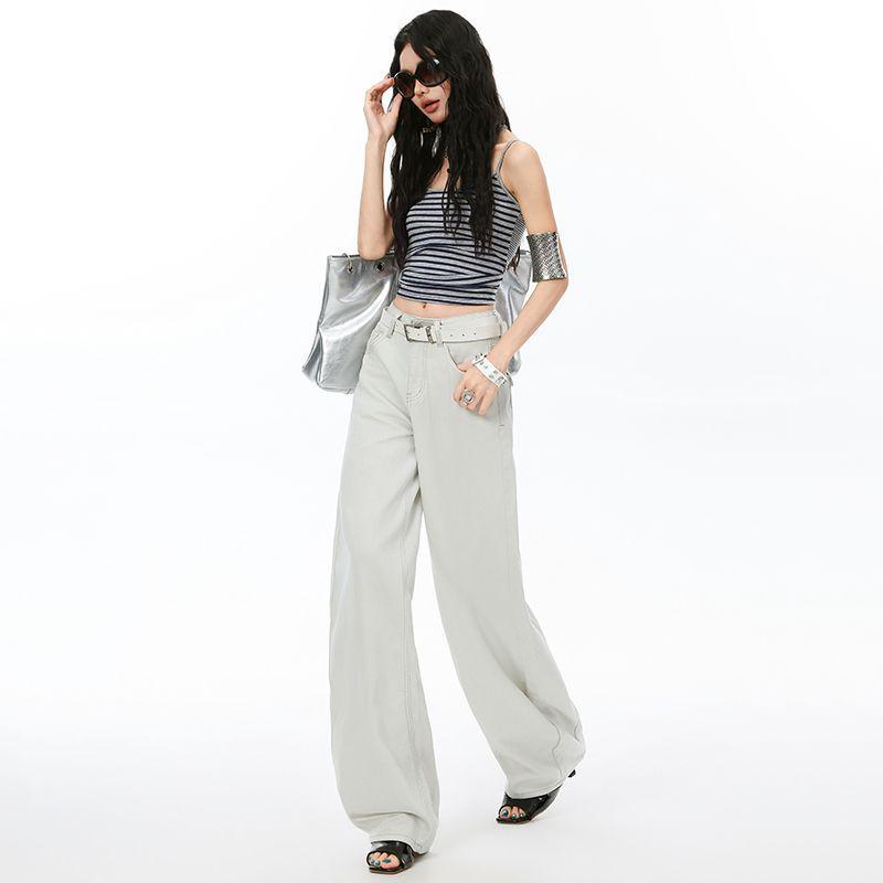 Spring Summer Premium Lyocell Tencel Vintage Drapey Wide Leg Floor Sweeping Comfy Denim Pants Ladies Casual Pants Oversize Denim Trousers